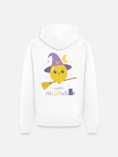 Zitronenhexe Happy Halloween - Unisex Premium Bio Zip Hoodie - Weiß