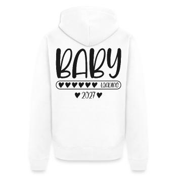 Baby 2027 Loading Schwangerschaft verkünden  - Unisex Premium Bio Zip Hoodie - Weiß - Hinten - Thijin (182cm)