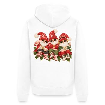 Coole Weihnachtswichtel im Streetwear-Look  - Unisex Premium Bio Zip Hoodie - Weiß - Hinten - Thijin (182cm)
