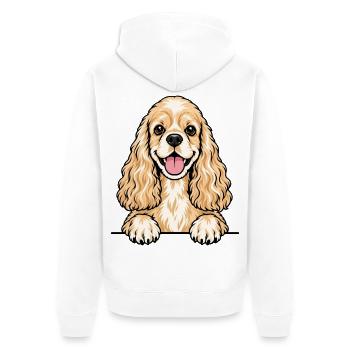 American Cocker Spaniel - Unisex Premium Bio Zip Hoodie - Weiß - Hinten - Thijin (182cm)