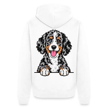 Aussiedoodle - Unisex Premium Bio Zip Hoodie - Weiß - Hinten - Thijin (182cm)