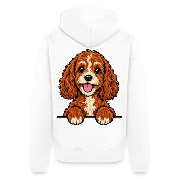Cavapoo - Unisex Premium Bio Zip Hoodie - Weiß - Hinten - Thijin (182cm)