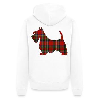 Tartan Scottie Hund | Pyrenäen-Linienlabor - Unisex Premium Bio Zip Hoodie - Weiß - Hinten - Thijin (182cm)