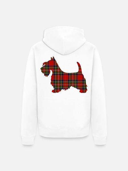 Tartan Scottie Hund | Pyrenäen-Linienlabor - Unisex Premium Bio Zip Hoodie - Weiß