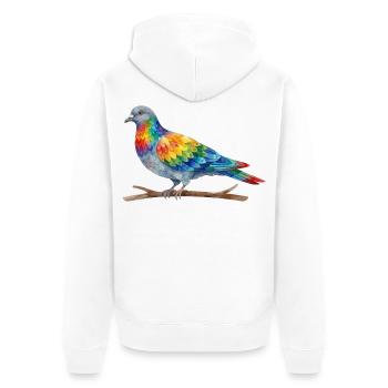 Regenbogenvogel - Unisex Premium Bio Zip Hoodie - Weiß - Hinten - Thijin (182cm)
