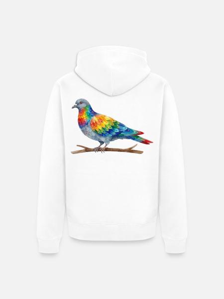 Regenbogenvogel - Unisex Premium Bio Zip Hoodie - Weiß