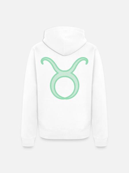 Tierkreiszeichen Stier Pastel Grün - Unisex Premium Bio Zip Hoodie - Weiß