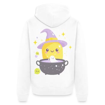 Zitrone am Zauberkessel - Unisex Premium Bio Zip Hoodie - Weiß - Hinten - Thijin (182cm)