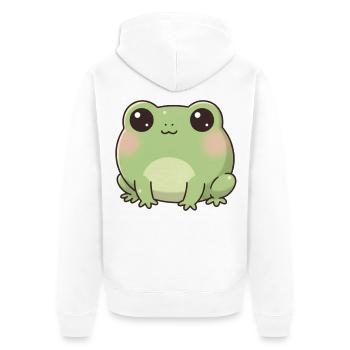 Frosch - Unisex Premium Bio Zip Hoodie - Weiß - Hinten - Thijin (182cm)