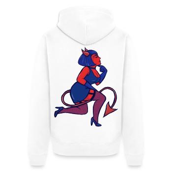 Crimson Devil Pinup - Unisex Premium Bio Zip Hoodie - Weiß - Hinten - Thijin (182cm)