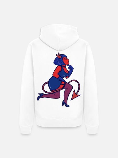 Crimson Devil Pinup - Unisex Premium Bio Zip Hoodie - Weiß