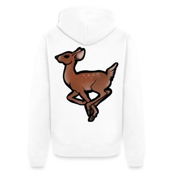 Rehkitz-in-Bewegung-Silhouette - Unisex Premium Bio Zip Hoodie - Weiß - Hinten - Thijin (182cm)