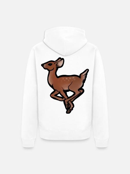 Rehkitz-in-Bewegung-Silhouette - Unisex Premium Bio Zip Hoodie - Weiß