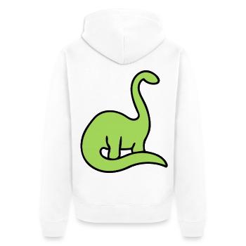 Lime Dino Silhouette auf Schwarz - Unisex Premium Bio Zip Hoodie - Weiß - Hinten - Thijin (182cm)