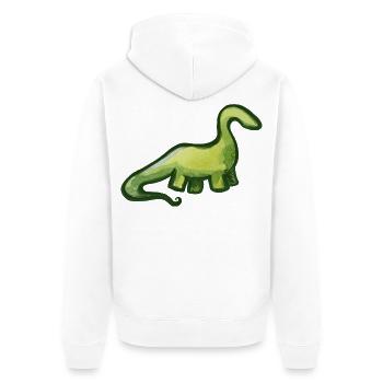 Salbeigrüner Aquarell-Dino - Unisex Premium Bio Zip Hoodie - Weiß - Hinten - Thijin (182cm)