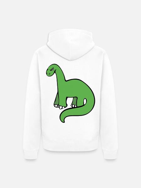 Smaragdgrüner Dino auf Schwarz - Unisex Premium Bio Zip Hoodie - Weiß