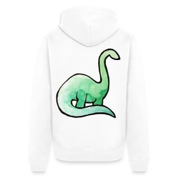 Smaragdgrünes Dino-Aquarell - Unisex Premium Bio Zip Hoodie - Weiß - Hinten - Thijin (182cm)