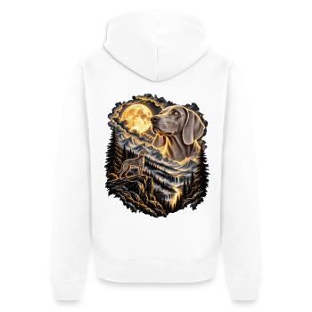 Hundefreunde Vollmond Hundemotiv - Unisex Premium Bio Zip Hoodie - Weiß - Hinten - Thijin (182cm)