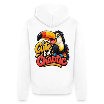 TUKAN - Unisex Premium Bio Zip Hoodie - Weiß - Hinten - Thijin (182cm)