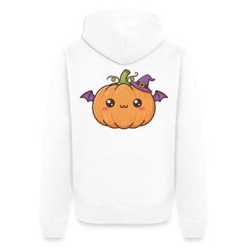 Halloween Kürbis - Unisex Premium Bio Zip Hoodie - Weiß - Hinten - Thijin (182cm)