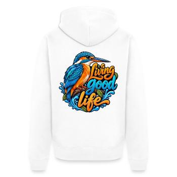 Eisvögel - Unisex Premium Bio Zip Hoodie - Weiß - Hinten - Thijin (182cm)