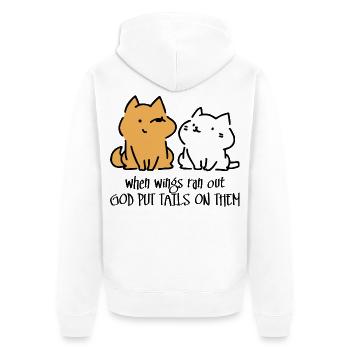 Gott hat ihnen Schwänze angezogen - Unisex Premium Bio Zip Hoodie - Weiß - Hinten - Thijin (182cm)