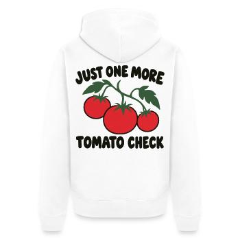 Tomatenanbausucht – lustiges Gartenzitat - Unisex Premium Bio Zip Hoodie - Weiß - Hinten - Thijin (182cm)