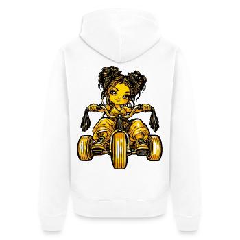 Girl Dreirad Mädchen  - Unisex Premium Bio Zip Hoodie - Weiß - Hinten - Thijin (182cm)