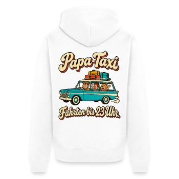 Papa-Taxi Fahrten bis 23 Uhr - Unisex Premium Bio Zip Hoodie - Weiß - Hinten - Thijin (182cm)