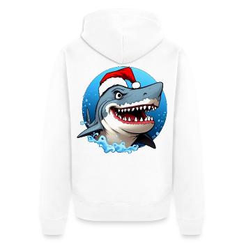 Haie Weihnachten - Unisex Premium Bio Zip Hoodie - Weiß - Hinten - Thijin (182cm)
