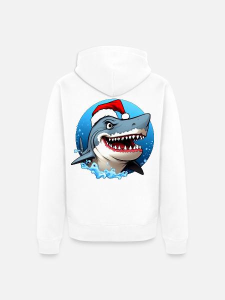 Haie Weihnachten - Unisex Premium Bio Zip Hoodie - Weiß