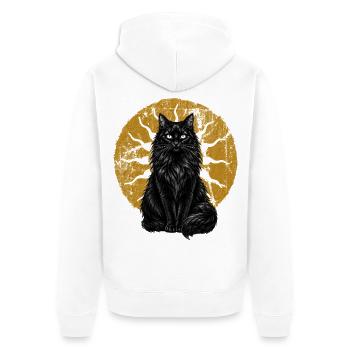 Schwarze Katze Magical Mond Mystisch Cottagecore - Unisex Premium Bio Zip Hoodie - Weiß - Hinten - Thijin (182cm)