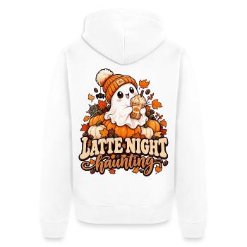 Kürbis Latte Nacht Spuk - Unisex Premium Bio Zip Hoodie - Weiß - Hinten - Thijin (182cm)