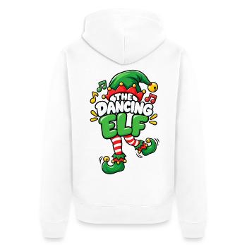 Tanzender Elf mit Musikmütze - Unisex Premium Bio Zip Hoodie - Weiß - Hinten - Thijin (182cm)
