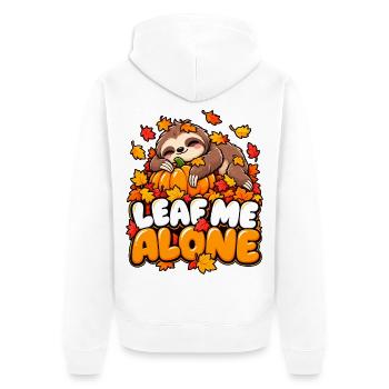 Leaf Me Alone – Herbst-Faultier - Unisex Premium Bio Zip Hoodie - Weiß - Hinten - Thijin (182cm)