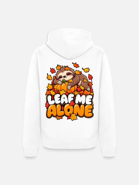 Leaf Me Alone – Herbst-Faultier - Unisex Premium Bio Zip Hoodie - Weiß