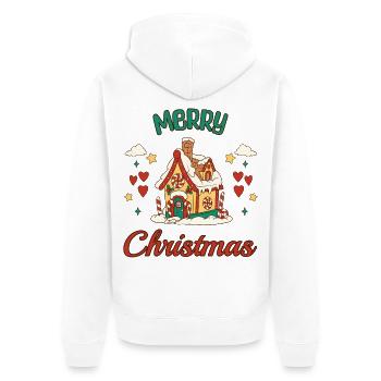 Merry Christmas Lebkuchenhaus Retro Geschenk - Unisex Premium Bio Zip Hoodie - Weiß - Hinten - Thijin (182cm)