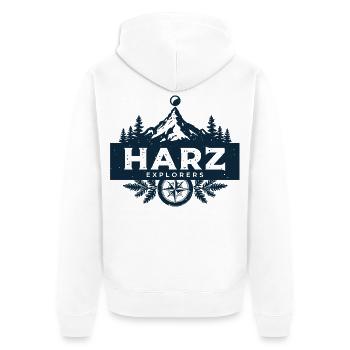 Harz Explorers Outdoor - Unisex Premium Bio Zip Hoodie - Weiß - Hinten - Thijin (182cm)