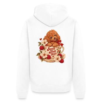Sweet Fall Days Poodle - Unisex Premium Bio Zip Hoodie - Weiß - Hinten - Thijin (182cm)