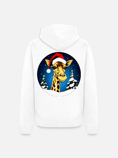Giraffen Weihnachten - Unisex Premium Bio Zip Hoodie - Weiß
