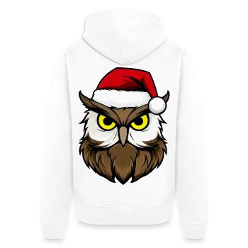 Eulen Weihnachten / Weihnachtsmann Vogel - Unisex Premium Bio Zip Hoodie - Weiß - Hinten - Thijin (182cm)
