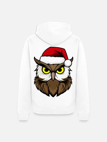 Eulen Weihnachten / Weihnachtsmann Vogel - Unisex Premium Bio Zip Hoodie - Weiß