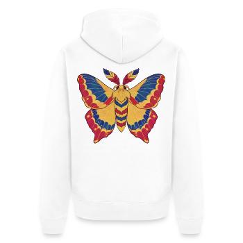 Prismatischer Rumänischer Falter - Unisex Premium Bio Zip Hoodie - Weiß - Hinten - Thijin (182cm)