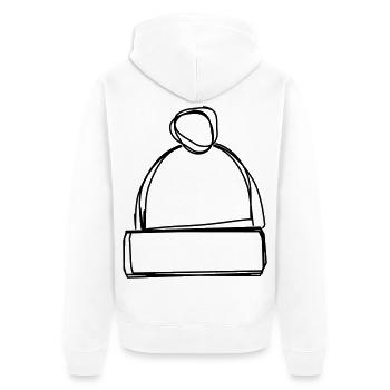 Pudelmütze handgezeichnet - Unisex Premium Bio Zip Hoodie - Weiß - Hinten - Thijin (182cm)