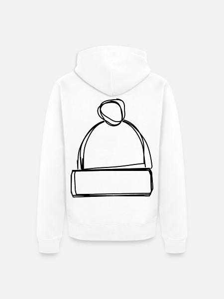 Pudelmütze handgezeichnet - Unisex Premium Bio Zip Hoodie - Weiß