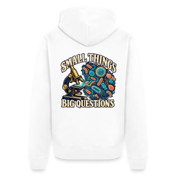 Kleine Dinge, große Fragen Mikrobiologie - Unisex Premium Bio Zip Hoodie - Weiß - Hinten - Thijin (182cm)