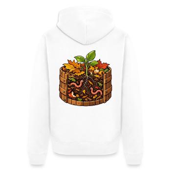 Kompostgarten mit freundlichen Würmern - Unisex Premium Bio Zip Hoodie - Weiß - Hinten - Thijin (182cm)