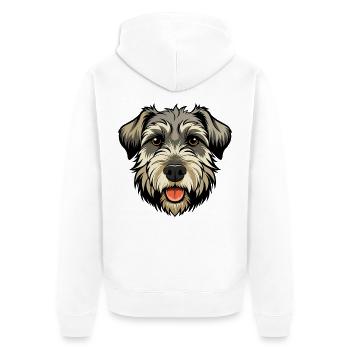 Wheaten Terrier Hundekopf - Unisex Premium Bio Zip Hoodie - Weiß - Hinten - Thijin (182cm)