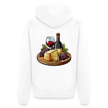 Wein und Käse - Unisex Premium Bio Zip Hoodie - Weiß - Hinten - Thijin (182cm)