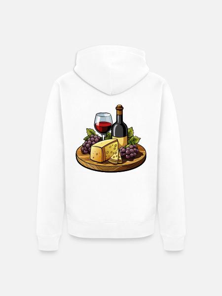 Wein und Käse - Unisex Premium Bio Zip Hoodie - Weiß
